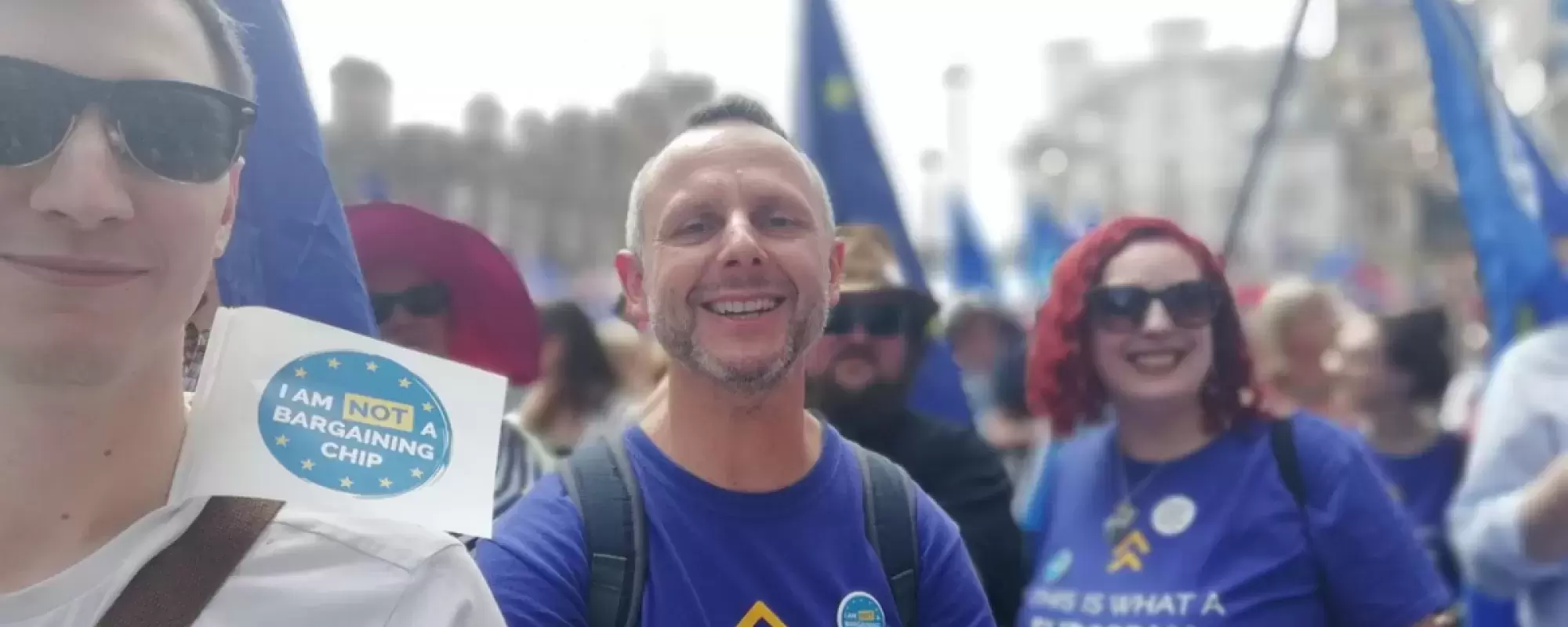 People smiling at a march