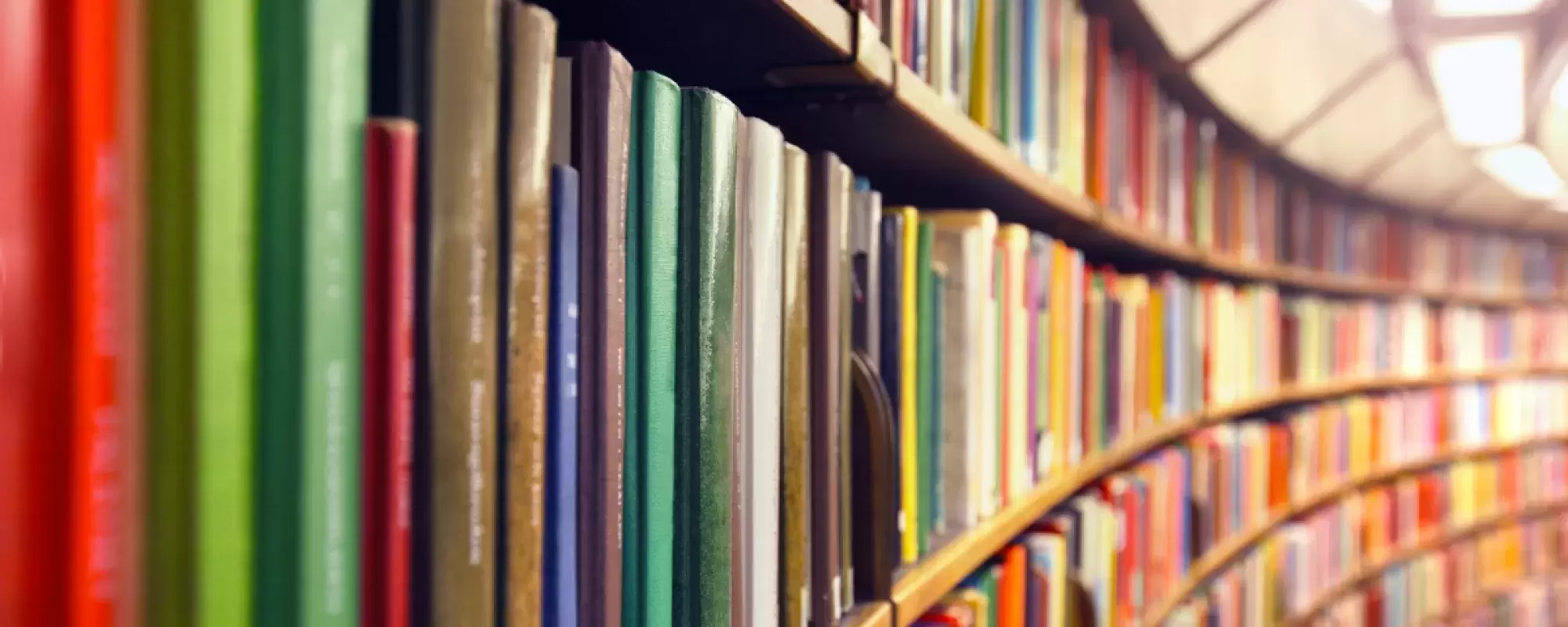 Library with colourful book spines